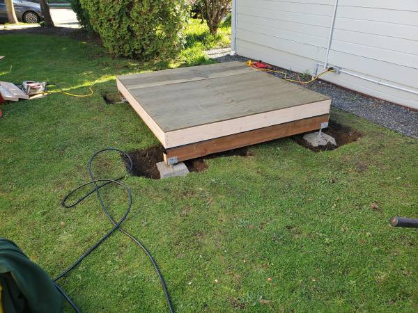 New outdoor platform built beside a home