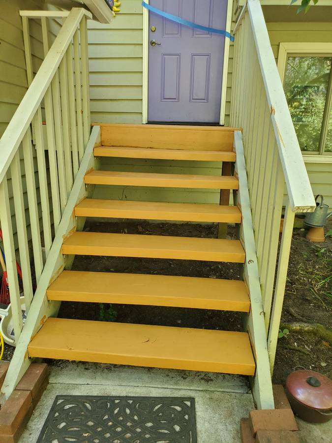 New exterior wooden stairs under construction
